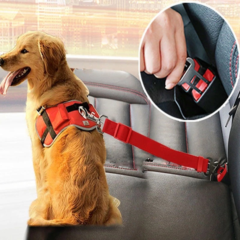 Adjustable Pet Car Seat Belt – Dog Car Harness & Safety Clip